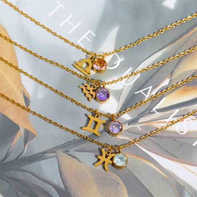 Hot sale stainless steel 12 constellation pendant necklace for souvenir